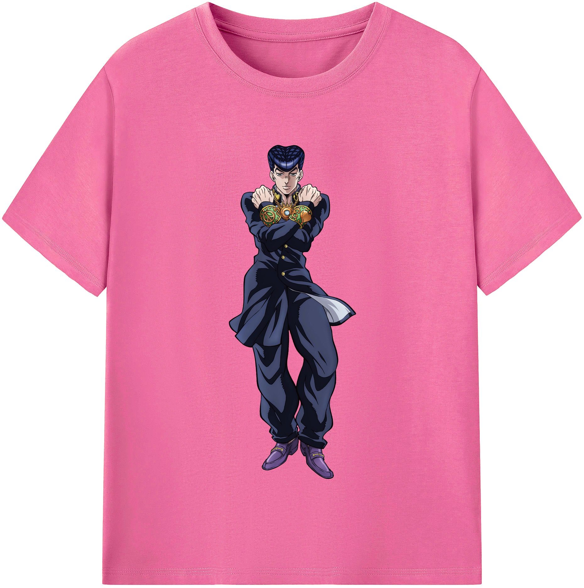 （画像用） ジョジョの奇妙な冒険 ひがしかた じょうすけ JoJo's Bizarre Adventure Higashikata Josuke レディースカジュアルプリントTシャツ（綿100％）